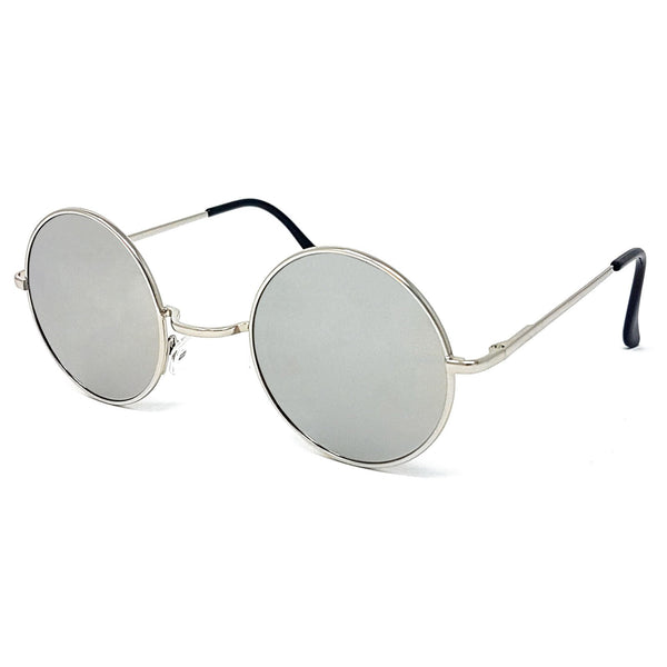 Round sunglasses shop silver frame